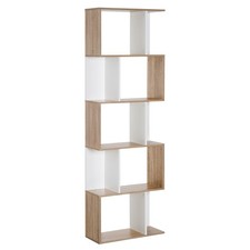 HOMCOM 5-tier Display Shelving Storage Bookcase S Shape design Unit Natural