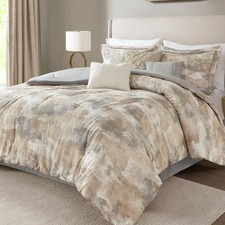 King Comforter Set, Abstract Print with Luxurious Texture, Fluffy King Beddin...