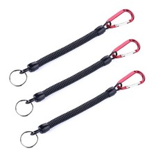 3pcs Fishing Retractable Coiled Lanyard Tether with Carabiner 22cm