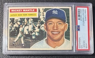 1956 Topps (Gray Back) #135 / Mickey Mantle / PSA 4.5 VG EX / STUNNING CENTERED