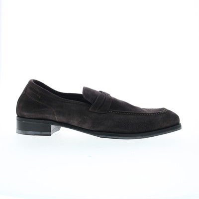 Di Bianco Firenze Suede SC546 Mens Black Loafers & Slip Ons Penny Shoes 11.5