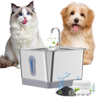 Pet Water Fountain 3.5L ,For Cat or Dog ,Stainless Steel Smart Dual-Radar