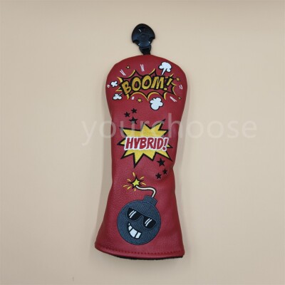 1pc Red Boom Hybrid Head Cover Golf Rescue UT Club Headcover Premium Leather
