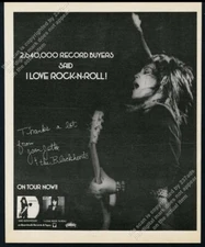 1982 Joan Jett photo I Love Rock N Roll album release vintage print ad
