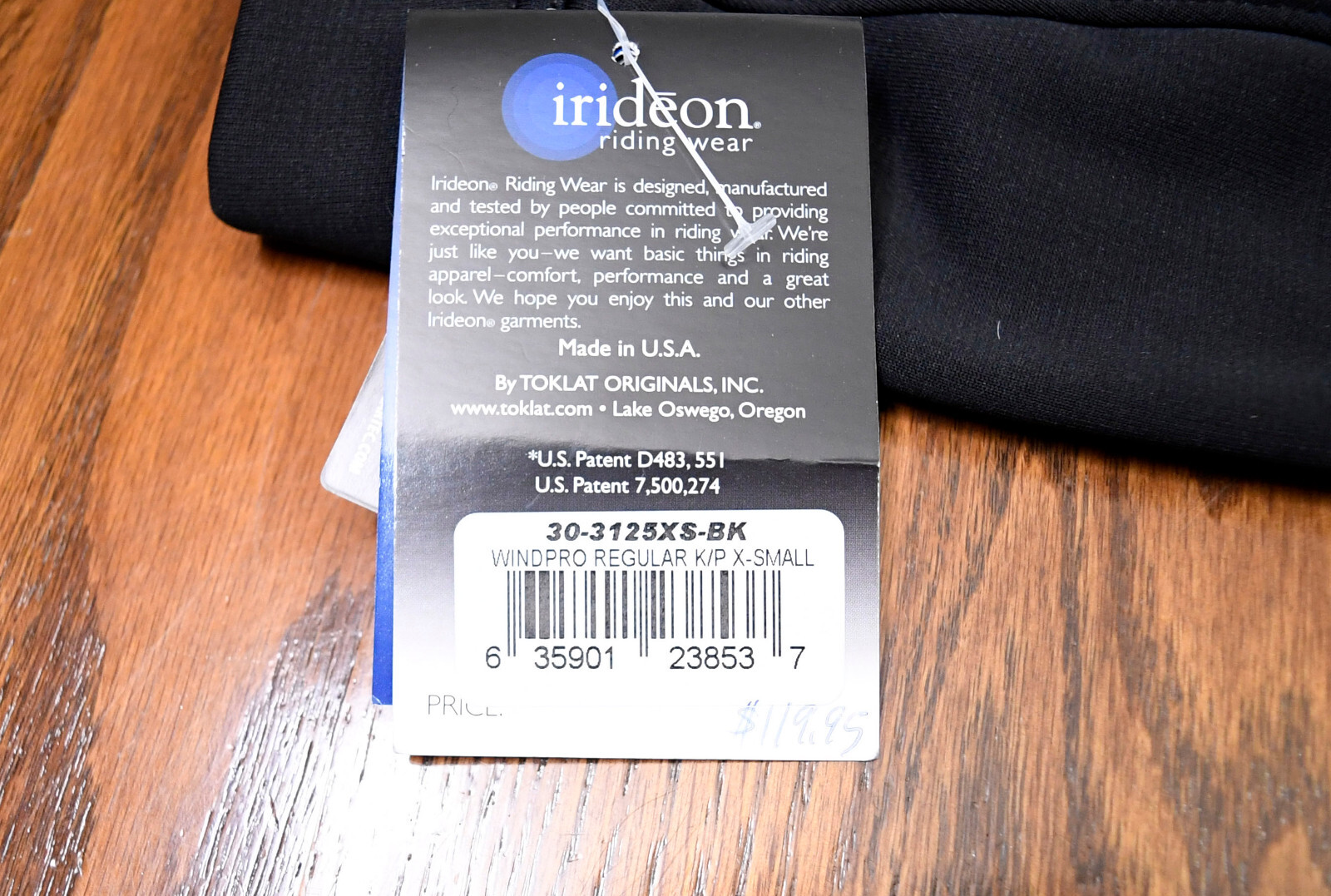 Irideon NEW Wind Pro 3-Season Knee Patch Breeches fleece winter black XS $119.95