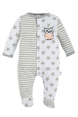 Makoma Baby Strampler mit Fuß Schlafstrampler für Neugeborene Mädchen Eule