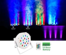 Rockville BATTERY PAR 50 White Rechargeable LED DMX DJ Club Wash Up-Light+Remote