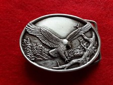 PEWTER BELT BUCKLE, "EAGLE" 3-D DESIGN, SISKIYOU-BERGAMOT USA, MAN-0724 08414