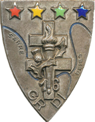 16. G.R.D.I., SAARLAND - BLIES, versilbert, Emaille, bemalte Flüsse, Fr.D.Dép. (8314)