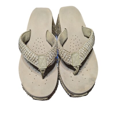 Volatile Woven Platform Flip Flops Beige Women's Size 9