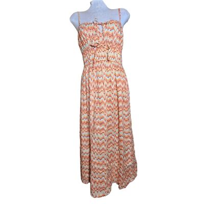 Faithfull The Brand Francesca Vadella Dusk Print Slip Style Midi Sundress Size 6
