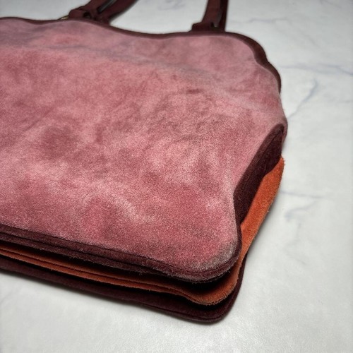 Miu Miu Suede Leather Hand Bag Pink 90s 00s Ceiling Moulding Y2K Vintage Used - Picture 3 of 6