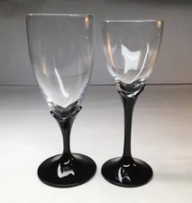 Mikasa Alexandra Black Iced Tea Glass & Alexandra Black Wine Vintage Lot Of 2.