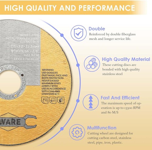 50X115MM 4.5" METAL CUTTING BLADE DISC STAINLESS STEEL ANGLE GRINDER THIN 1.2MM - Picture 4 of 12