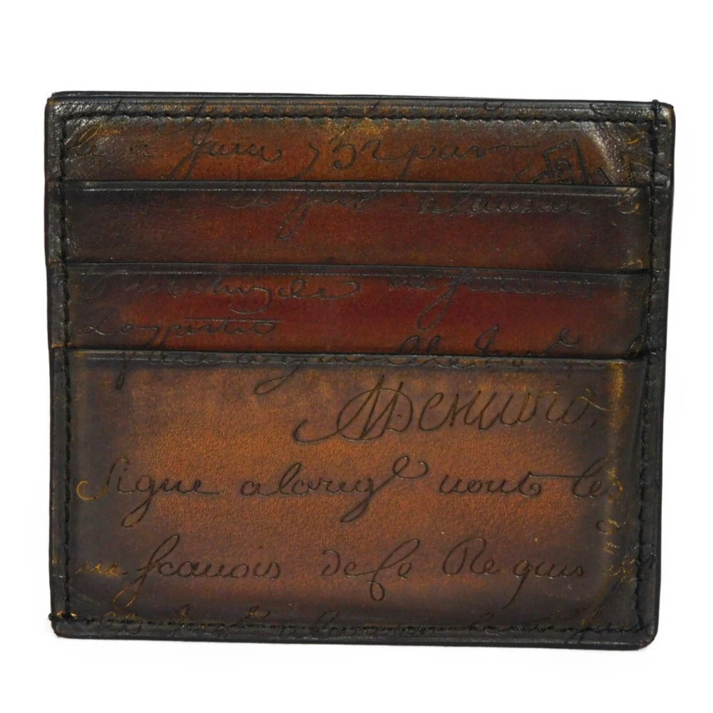 AUTHENTIC Berluti Bamboo 6CC Card Case scritto leather dark brown