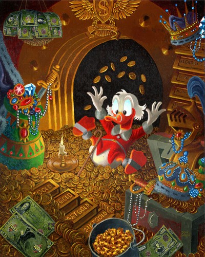 Disney Uncle Scrooge Original Painting in the Style of Carl Barks 20x16 oil - Picture 1 of 10