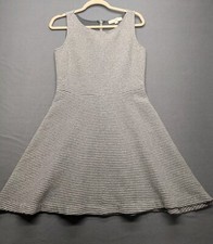 Ann Taylor Loft Fit & Flare Dress Size 4 Gray Textured Ribbed 