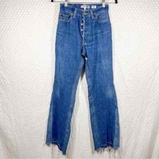 Re/Done Levi's Women Jeans Sz 23 Dark Wash Two Tone 70s Ultra High Rise Wide Leg
