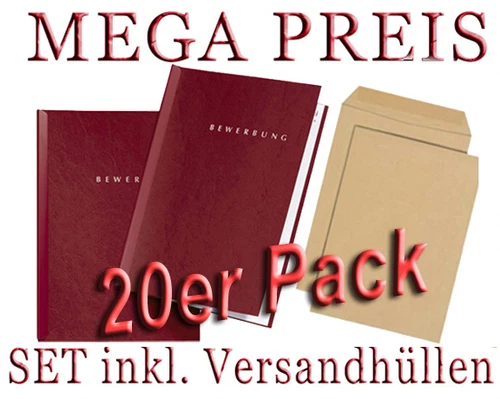 20 Pièce Rouge Dossier de Candidature PAGNA Type Start 2-teilig Incl. Enveloppes