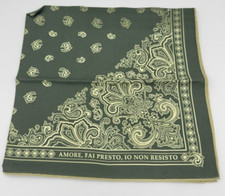 Sera' Fine Silk Italian Silk Cotton Blend Green Floral Ornate Pocket Square NEW