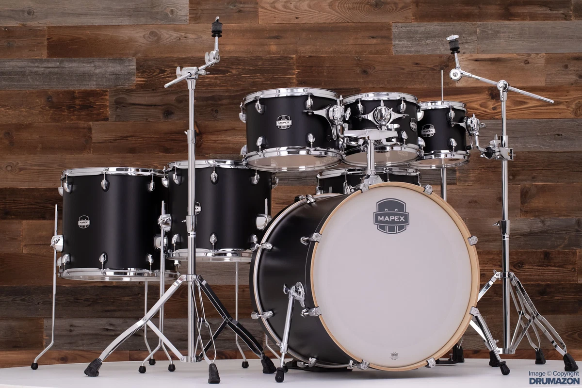 MAPEX MARS MAPLE 7 PIECE DRUM KIT MATTE BLACK FREE 8