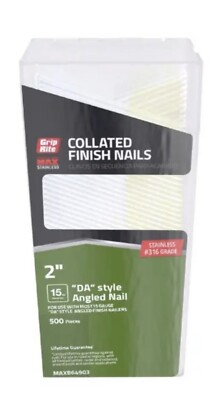 Grip-Rite MAXB64903 Angled Strip Finish Nails, 2  - 15 Gauge(500 Pieces) Per Box