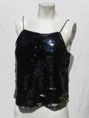 H&M US Women's S Black Gold Reversible Sequins Cropped