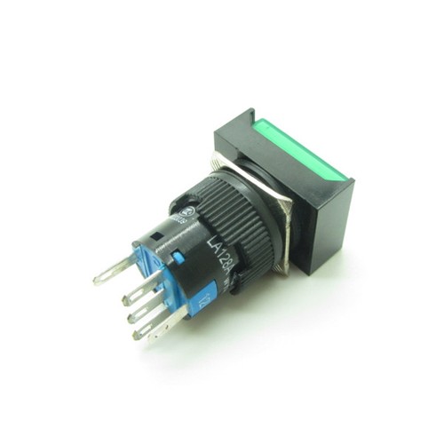 25 × Green 16mm Push Button Switch Momentary Rectangle With AC 220V LED Light - Picture 5 of 8