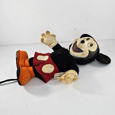 Vintage Gund Disney Mickey Mouse Plush Stuffed Animal 1940s READ