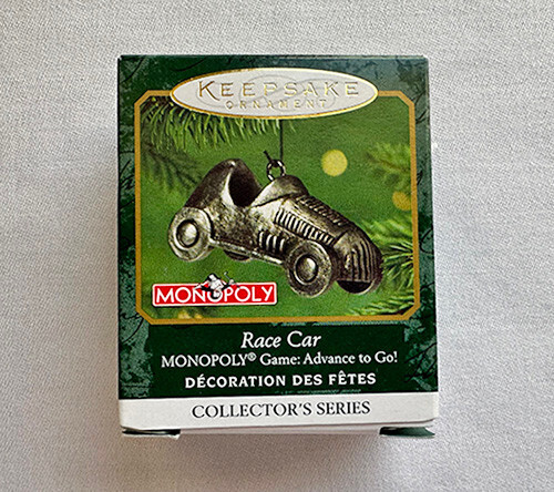 2001 Monopoly Race Car ~ Made of Fine Pewter ~ Hallmark Miniature Ornament
