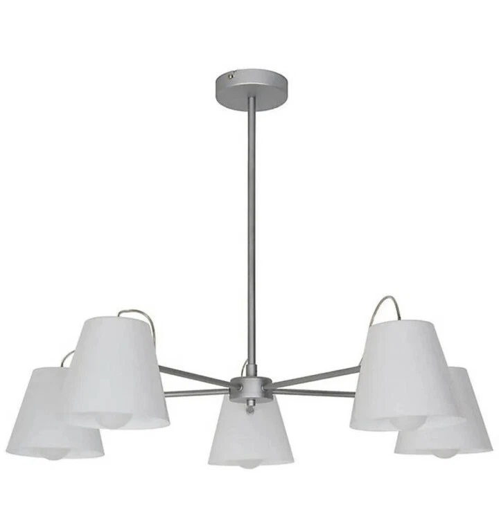 Pendant Ceiling Light 5 Way White Bell Shade Modern Elegant Living