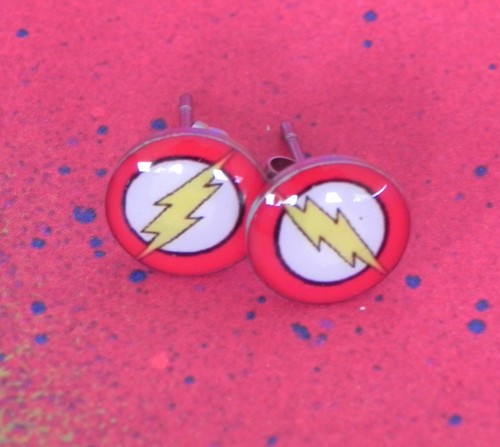 4 DC Comics Marvel Heroes Post Stud Earrings Set Batman Superman Spiderman Flash - Picture 6 of 9