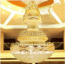luxury compound living room big chandelier LED crystal staircase pendant lamp Yc