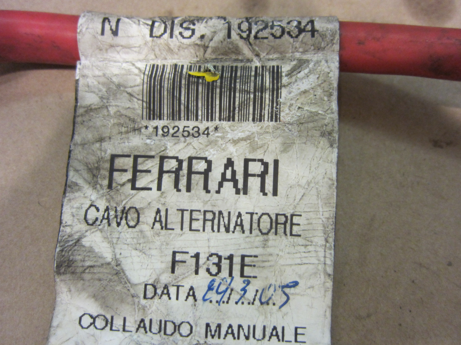 Ferrari 430  -  Alternator / Starter Cables (USED) - Part # 192534