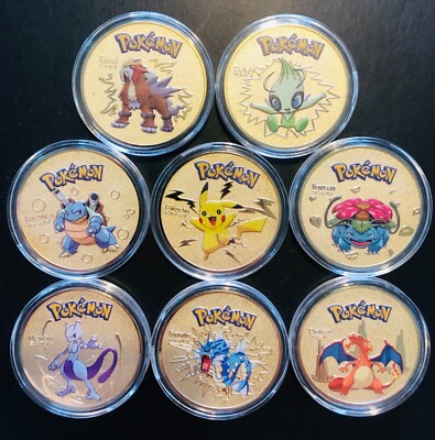 Pokemon Gold und Silber Sammelmünzen - Charizard Mewtwo - seltene Münzen Konvolut