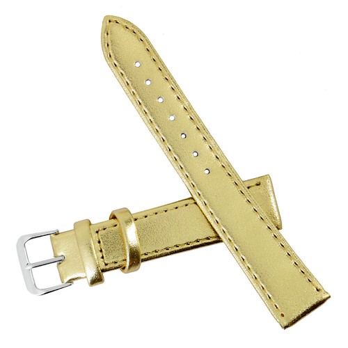 1x Gold Color Mens Ladies High Quality Soft Leather Watch Slim Band Strap 18mm - Picture 3 of 4