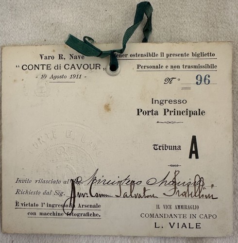 Invitación Varo Barco Conte Di Cavour 1911 Salvatore Coche Spoleto Marina Guerra - Imagen 2 de 2