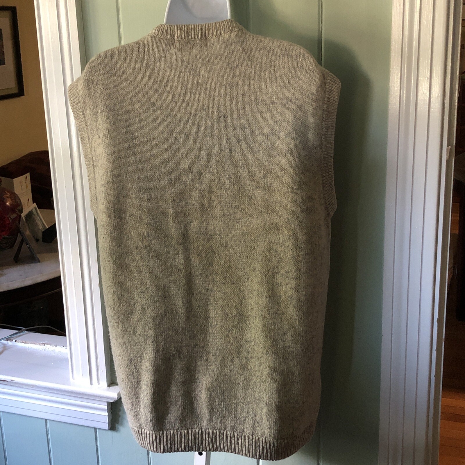 VINTAGE REI MEN'S SWEATER VEST GRAY PURE SHETLAND WOOL FULL ZIP Size