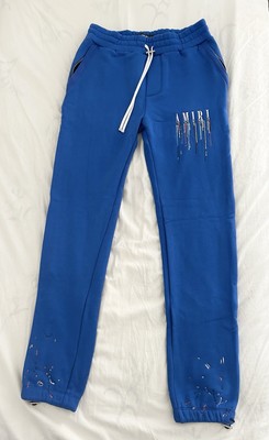 Amiri Paint Drip Core Logo Sweatpants Blue (Large)