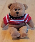 Bear Golden Brown 8" Stuffed Plush Bean Bag Teddy  2000 Plushland Red White Blue