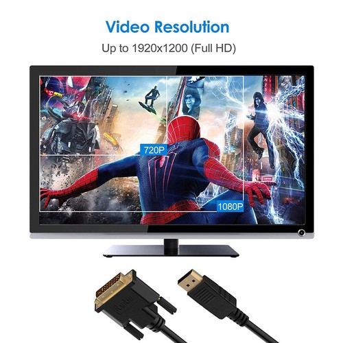 6 Feet 1.8m Gold Plated DisplayPort DP to DVI-D Male Cable Adapter HD 1080 Y SUM - Picture 3 of 8