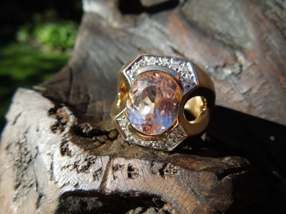 Anillo contemporáneo moderno audaz de kuncita de oro amarillo de 14 k Estate talla 10 1/2 13,7 g Foto 2 de 4