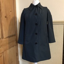 Aquascutum Aqua 5 Size 12 Petrol Blue & Check Wool Blend Reversible Coat