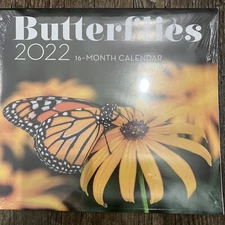  2022 Butterflies 16 Month Wall Calendar 10" X 11" closed 20" X 11" open