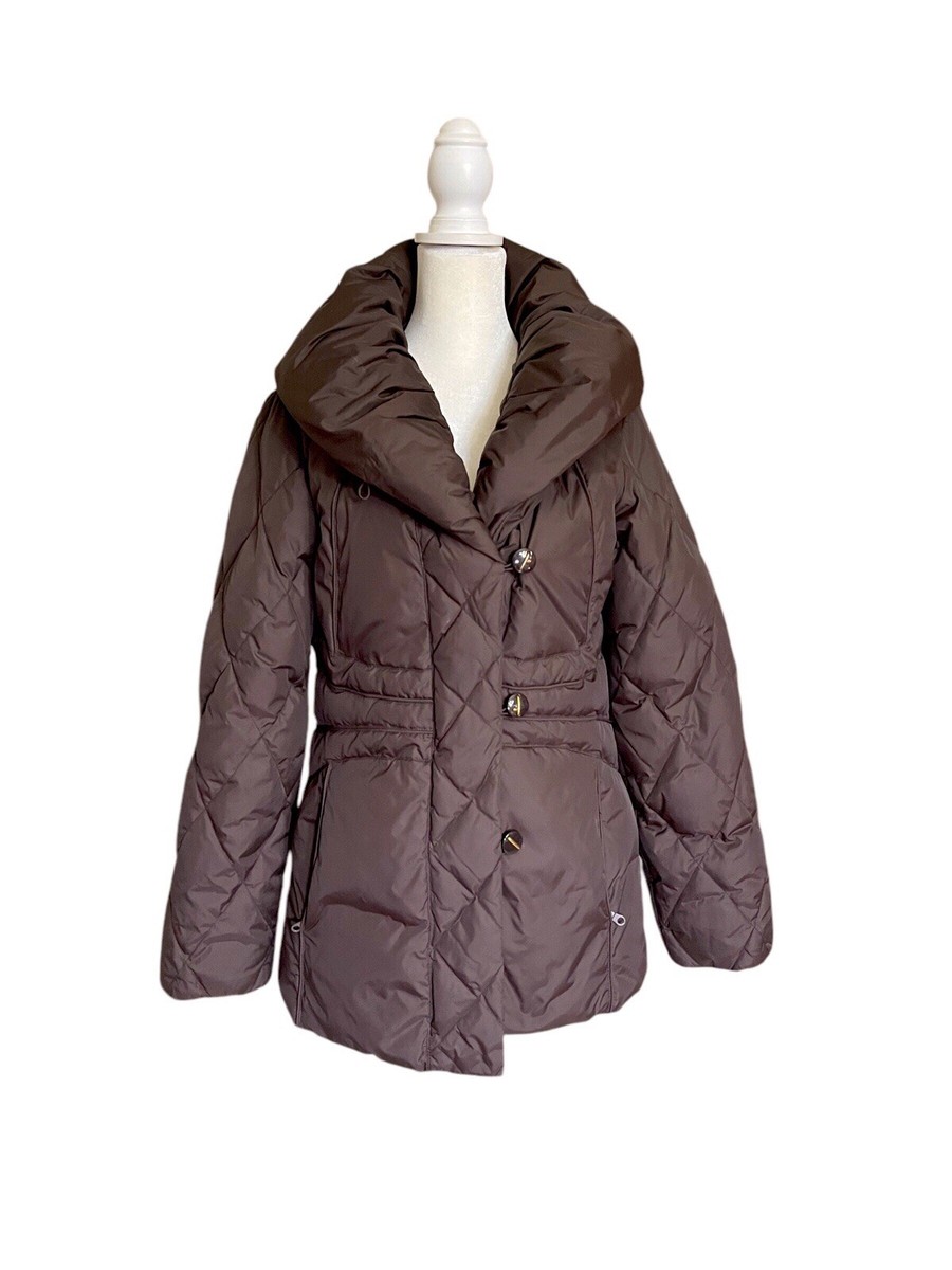 Larry Levine Women's Brown Pillow Collar Down Filled Puffer Jacket Size  Small