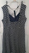 Womens Muisol Plus Size 3X Sleeveless Polka Dot Dress Nice Preowned Navy Blue