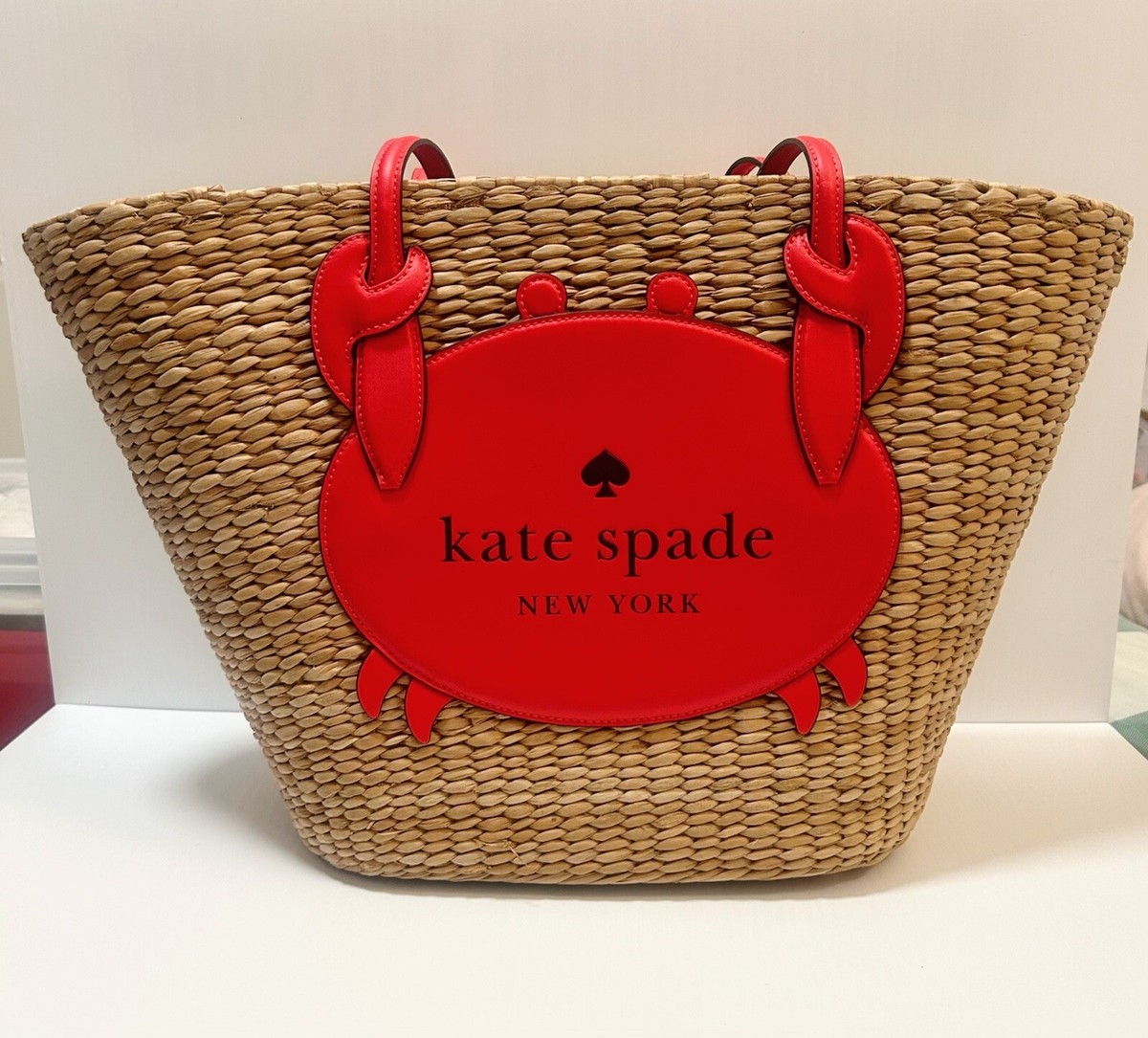 Kate Spade Pinch Me RED CRAB Straw Tote NWT $459 🦀🤩 | eBay UK