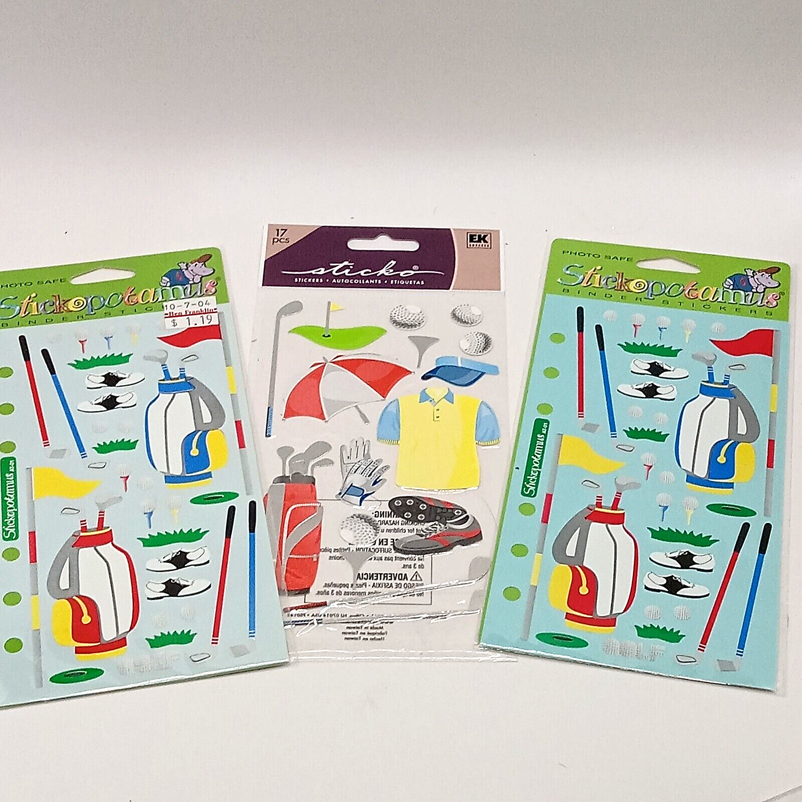 Vintage Golf Scrapbook Stickers 3-Pack Stickopotamus EK Taiwan Sports-image