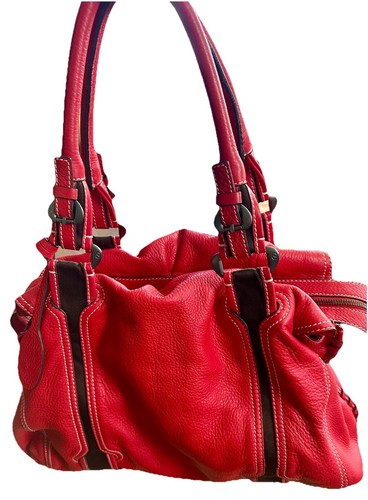 Francesco Biasia Red Pebbled Leather Purse Bag - Bild 2 von 16