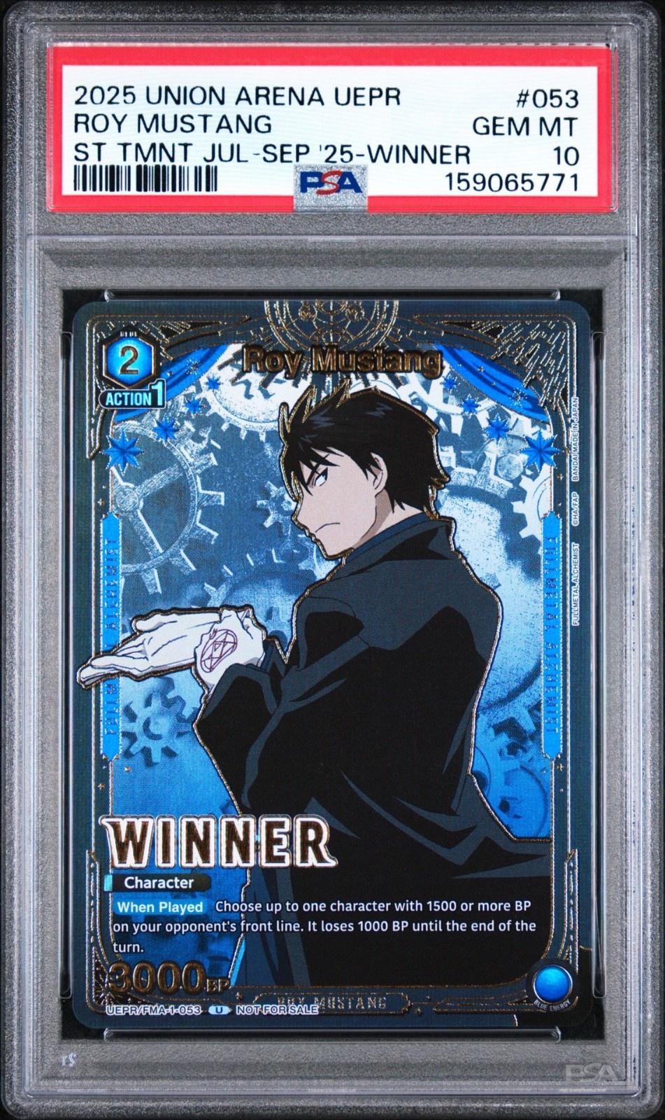 2025 Roy Mustang Alternate Art Winner Foil UEPR FMA-1-053 Union Arena PSA 10